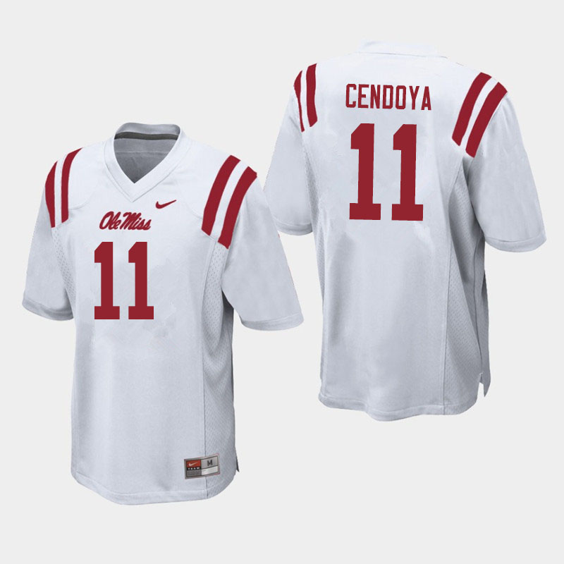 Men #11 Jacob Cendoya Ole Miss Rebels College Football Jerseys Sale-White